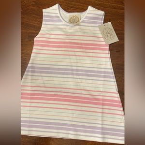 BNWT TBBC sleeveless polly play dress. Sea Grape stripe. 18-24 months